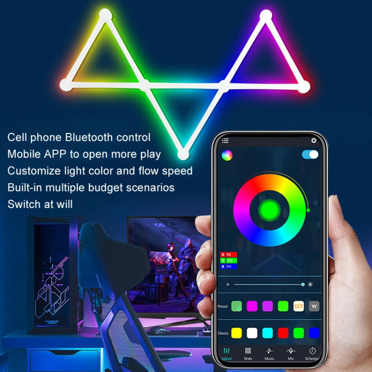 JSK-P22 5V Bluetooth RGB Stitching Light E-Sports Atmosphere Decorative Lamp, Style: 6 Sections+USB To DC Line+UK Plug(White) - Novelty Lighting by buy2fix | Online Shopping UK | buy2fix