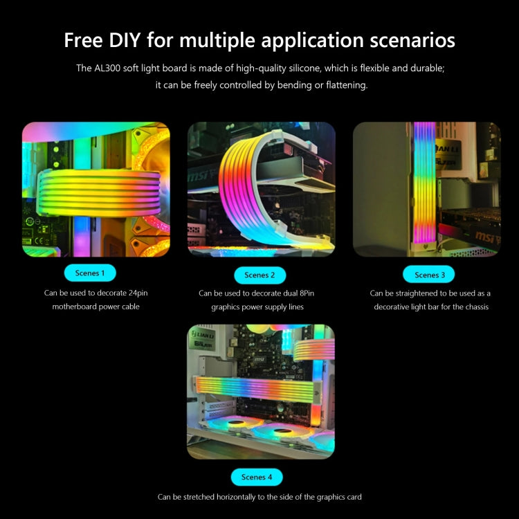 AOSOR AL300 Computer Glow Line ARGB Neon Cable Motherboard Chassis Light Strip Light Board Decoration(Black) - PCIE Cable by AOSOR | Online Shopping UK | buy2fix