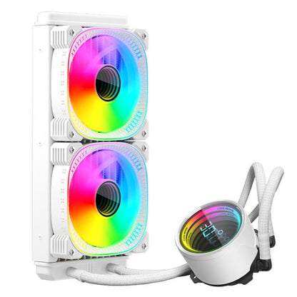 COOLMOON CM-YM-240T Digital ARGB Lens Edition Integrated Water Cooling CPU Cooler Temperature Display CPU Fan(White) - Fan Cooling by COOLMOON | Online Shopping UK | buy2fix