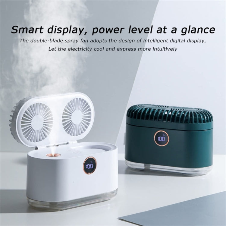 WT-818 Dual-leaf Spray Smart Digital Display Desktop Fan Night Light Humidification Cooler(White) - Electric Fans by buy2fix | Online Shopping UK | buy2fix