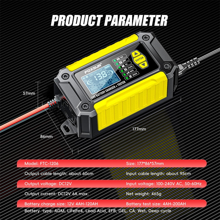 FOXSUR Cars Motorcycles 12V Lithium Cattery Charger With Battery Detection(EU Plug) - Battery Charger by FOXSUR | Online Shopping UK | buy2fix