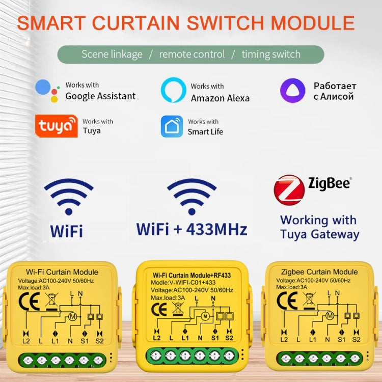 ZigBee Graffiti Curtain Switch On / Off Module - Smart Switch by buy2fix | Online Shopping UK | buy2fix