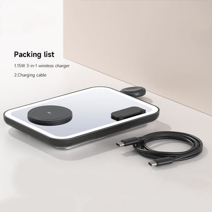 15W 3-in-1 MagSafe Magnetic Folding LED Makeup Mirror Night Light Wireless Charger(Black) - Wireless Charger by buy2fix | Online Shopping UK | buy2fix