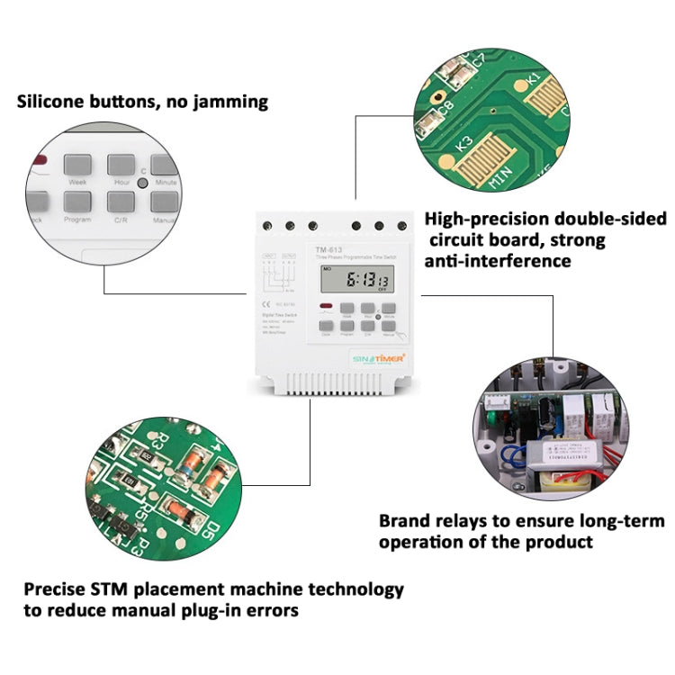 SINOTIMER TM613 380V 16A Three-Phase Programmable Time Switch With Backlight - Switch by SINOTIMER | Online Shopping UK | buy2fix