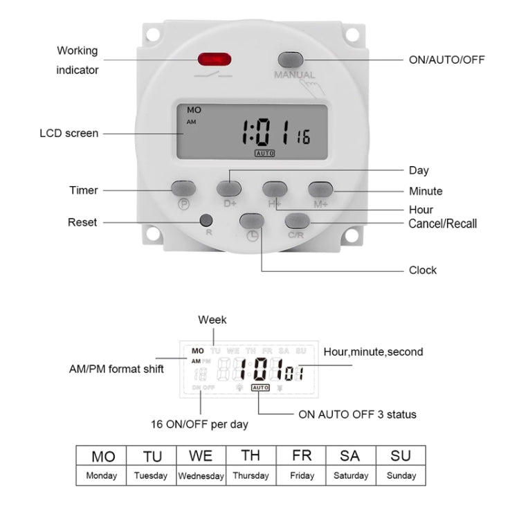 SINOTIMER  CN101A  5V  16A Digital LCD Timer Switch Programmable Timer Controller - Switch by SINOTIMER | Online Shopping UK | buy2fix