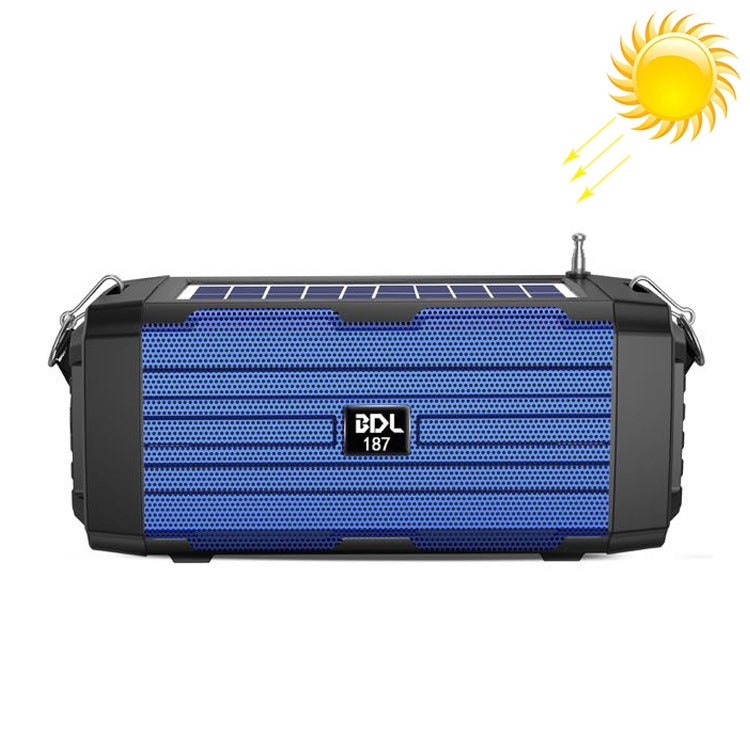 BDL-187 LED Light Solar Wireless Bluetooth Speaker Portable Outdoor Camping FM Radio(Blue) - Radio Player by buy2fix | Online Shopping UK | buy2fix