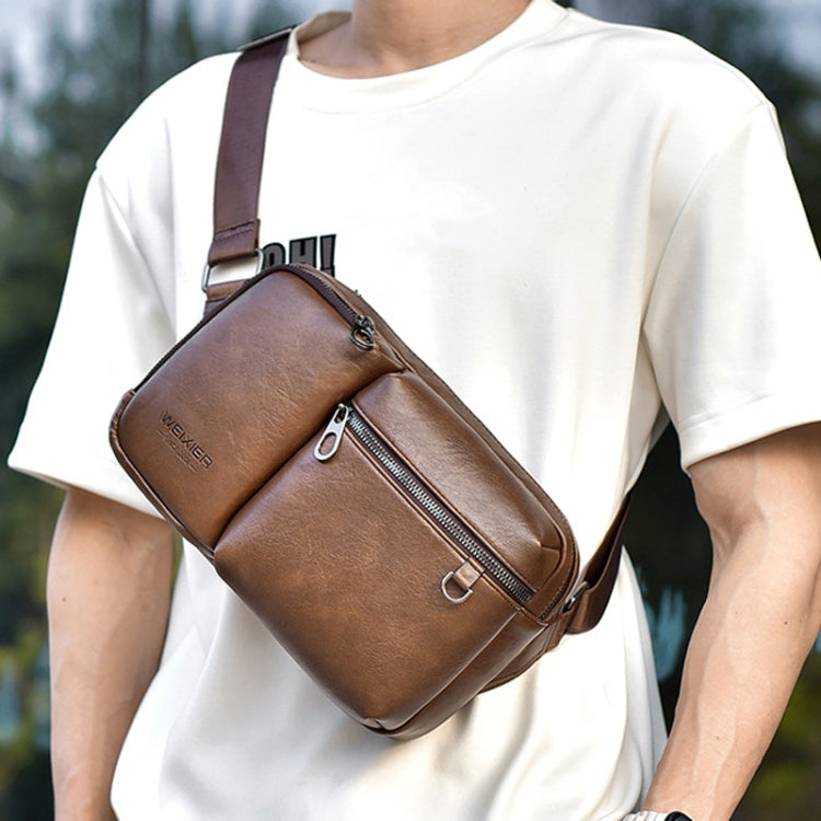 WEIXIER D401 Men Large Capacity Crossbody Single Shoulder Bag Casual PU Messenger Handbag(Brown) - Single-shoulder Bags by WEIXIER | Online Shopping UK | buy2fix