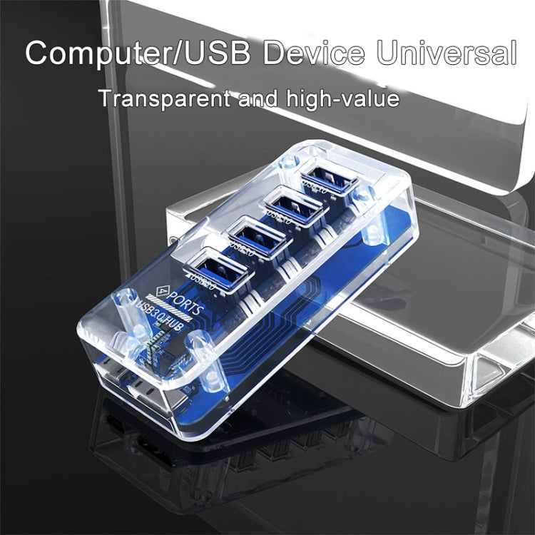 4 x USB 3.0 HUB 5Gbps Transparent Docking Station USB Adapter Splitter(Square) - USB HUB by buy2fix | Online Shopping UK | buy2fix