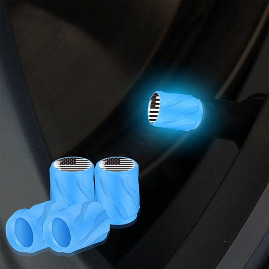 4pcs /Set Luminous Car Motorcycle Tire Modified Valve Cap, Color: Blue Black Flag - Tire Valve Caps by buy2fix | Online Shopping UK | buy2fix