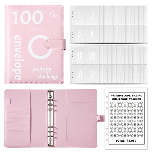 A5 100 Day Savings Challenge Envelope Budget Planner Binder Notebook Handbook, Color: Pattern Pink - Notebooks by buy2fix | Online Shopping UK | buy2fix