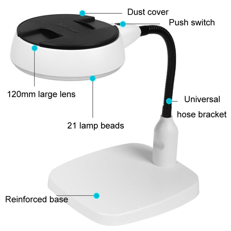 Desktop With 21 LED Lights 10X HD Reading Repair Metal Hose Magnifier(EU Plug) - Others by buy2fix | Online Shopping UK | buy2fix