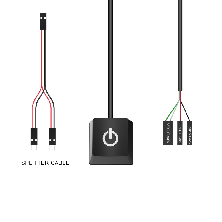 Desktop Computer Mobile Switch Computer Extension Cable Start Button, Color: Orange Case Colorful Light 2m Cable - PC Power Supplies by buy2fix | Online Shopping UK | buy2fix