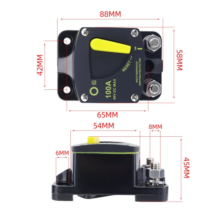 RV Yacht Manual Reset Ignition Protection Fuse Switch With Terminal Accessories, Current: 250A - Fuse by buy2fix | Online Shopping UK | buy2fix