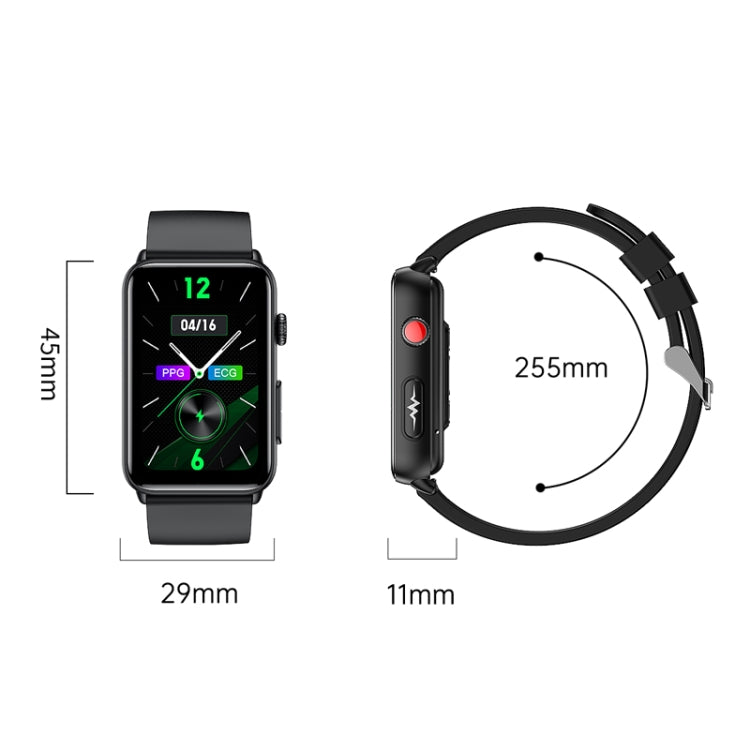 Smart Watch Ring ECG Temperature Heart Rate Blood Pressure Health Bluetooth Talking Watch, Color: Black Silicone - Smart Wristbands by buy2fix | Online Shopping UK | buy2fix