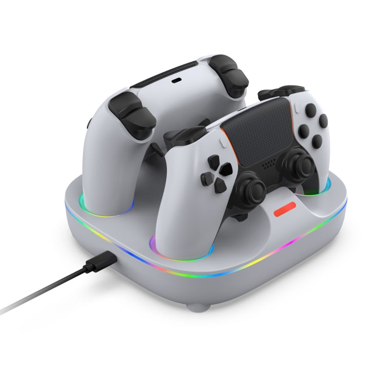 For PS5 Controller Dual Charger Charging Stand Docking Station With RGB Ambient Light(White Black) - Charger & Power by buy2fix | Online Shopping UK | buy2fix