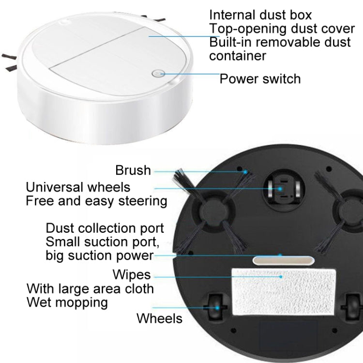 Intelligent Sweeper Robot Home Automatic 3 In 1 Integrated Cleaning Machine Vacuum Cleaner, Style: Battery White - Robot Vacuum Cleaner by buy2fix | Online Shopping UK | buy2fix