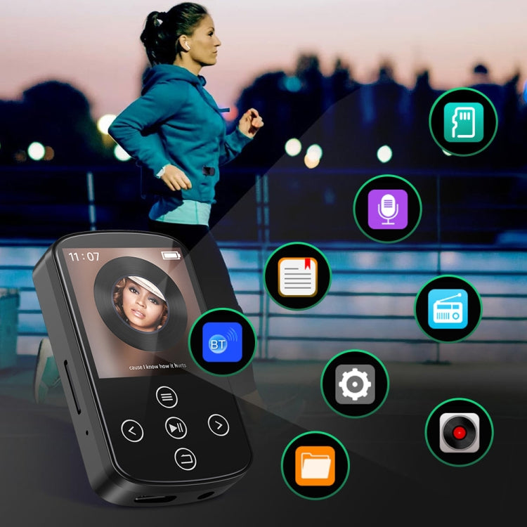 MP3 Bluetooth Music Player HIFI Sports Clip Touch Screen MP4, Memory: 64GB(Black) - MP3 Player by buy2fix | Online Shopping UK | buy2fix