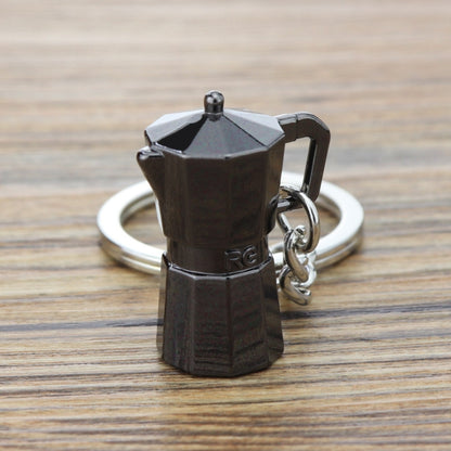 Mini Metal Keychain Coffee Utensils Decorative Pendant, Style: Moka Pot Black - Key Rings by buy2fix | Online Shopping UK | buy2fix