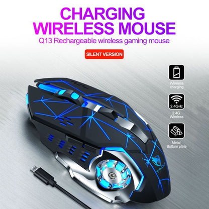 T-WOLF Q13 2.4GHz 6-keys RGB Colorful Light Gaming Wireless Mouse, Color: Single Mode Black - Wireless Mice by T-WOLF | Online Shopping UK | buy2fix