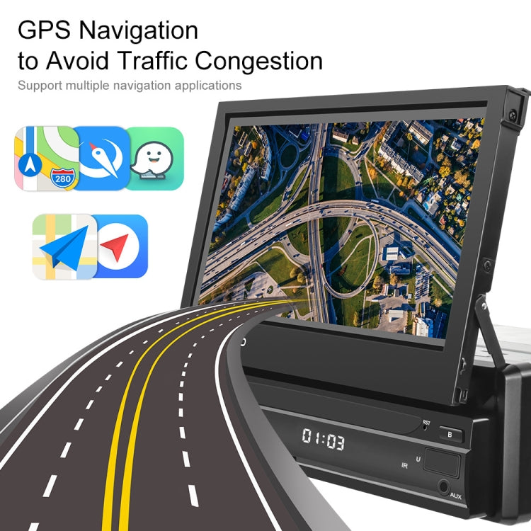 2+64G 7-Inch Single Din Android 10.0 Carplay Screen With GPS Navigation/Bluetooth/Mirror Link/DVR Input, Spec: With 12-light Camera - Car Monitor by buy2fix | Online Shopping UK | buy2fix