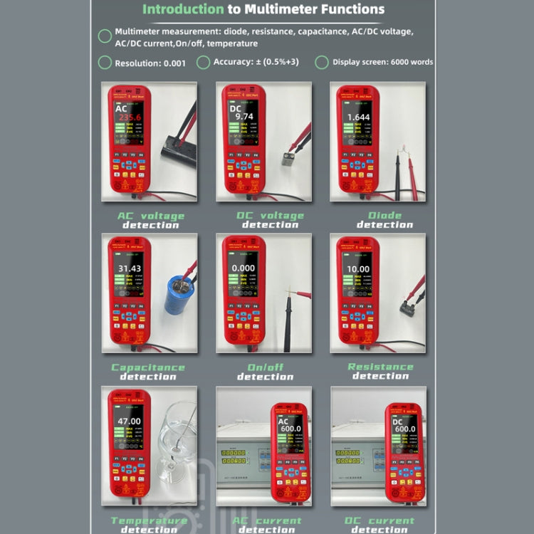 BSIDE O9 Digital Handheld Dual Channel 50MHz Oscilloscope Signal Source Multimeter, Spec: With Dual Oscilloscope Probe (Red) - Digital Multimeter by BSIDE | Online Shopping UK | buy2fix