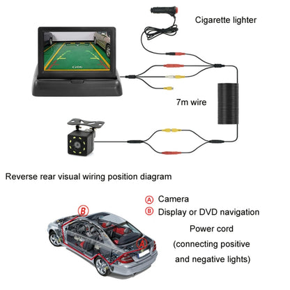 4.3 Inch Display Night Vision Waterproof Reversing Camera +7 Meter Extension Cable, Color: Detachable Screen + External 8 Light Camera - Rear View Cameras by buy2fix | Online Shopping UK | buy2fix