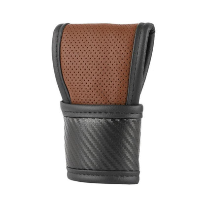 Car Automatic Universal Perforated Breathable Cowhide Side Opening Shift Cover, Style: A-Brown - Shift Knob by buy2fix | Online Shopping UK | buy2fix