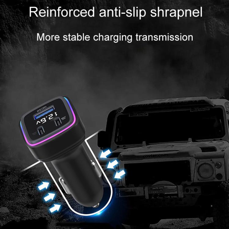 GE01 Powerful Output Colorful Ambient Lights Car Quick Charger - Car Charger by buy2fix | Online Shopping UK | buy2fix