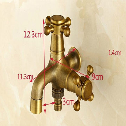 Copper Antique Washing Machine Faucet one Point two Pairs Single Cold 4 Points Faucet - Faucets & Accessories by buy2fix | Online Shopping UK | buy2fix