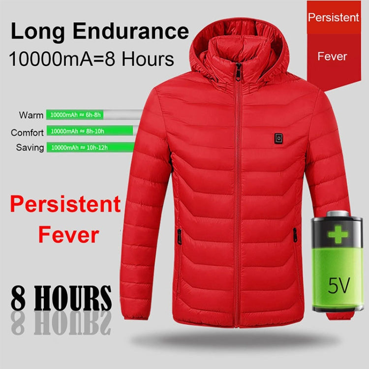 Winter Smart Electric Heating Hooded Jacket, Size:XXXXL(Red) - Down Jackets by buy2fix | Online Shopping UK | buy2fix