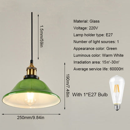 LED Industrial Edison Vintage Style Hanging lamp Green Emerald Glass Pendant Light with E27 Bulb (Warm White) - Celling Lights & Chandeliers by YWXLight | Online Shopping UK | buy2fix