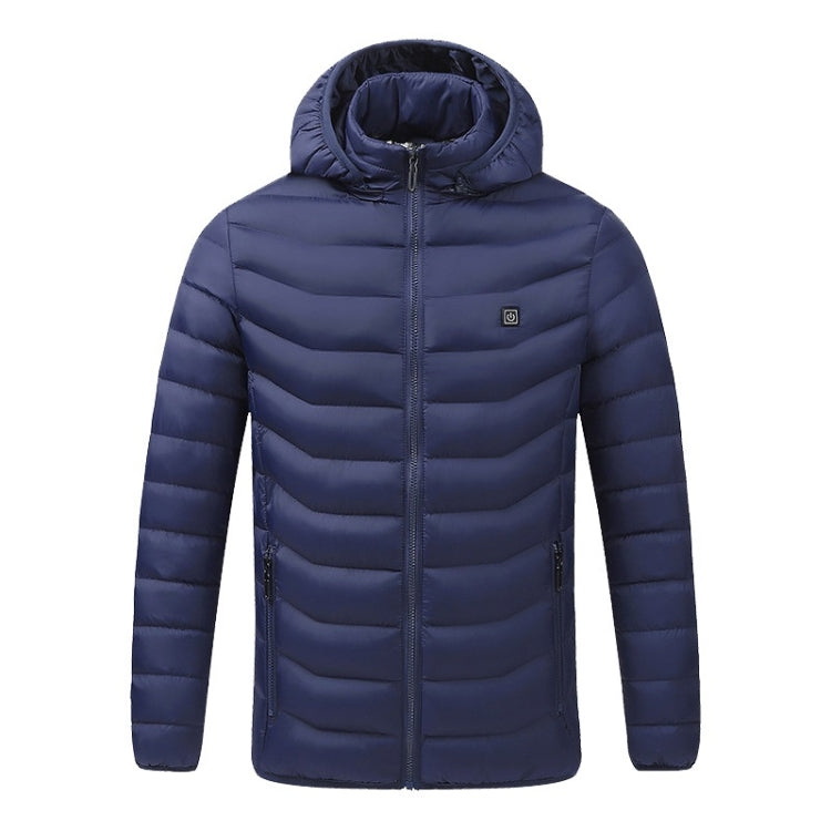 USB Heated Smart Constant Temperature Hooded Warm Coat for Men and Women (Color:Blue Size:S) - Down Jackets by buy2fix | Online Shopping UK | buy2fix