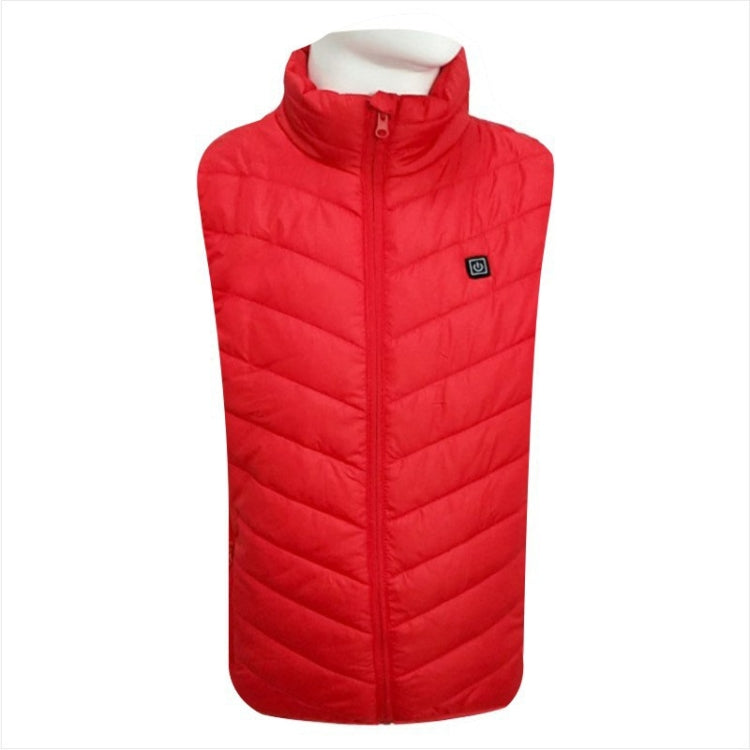 USB Security Smart Constant Temperature Fever Men Stand Collar Cotton Vest (Color:Red Size:L) - Down Jackets by buy2fix | Online Shopping UK | buy2fix