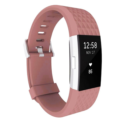For Fitbit Charger 2 Bracelet Watch Diamond Texture TPU Watch Band, Full Length: 23cm(Coffee) - Watch Bands by buy2fix | Online Shopping UK | buy2fix