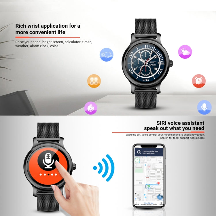 SMA-R2 1.3 inches IPS Screen Smart Watch IP65 Waterproof,Support Call /Message Reminder /Dual-mode Bluetooth 3.0 + 4.0/ Sleeping Monitoring /Sedentary Reminder(Black Silicone Strap) - Smart Wear by buy2fix | Online Shopping UK | buy2fix