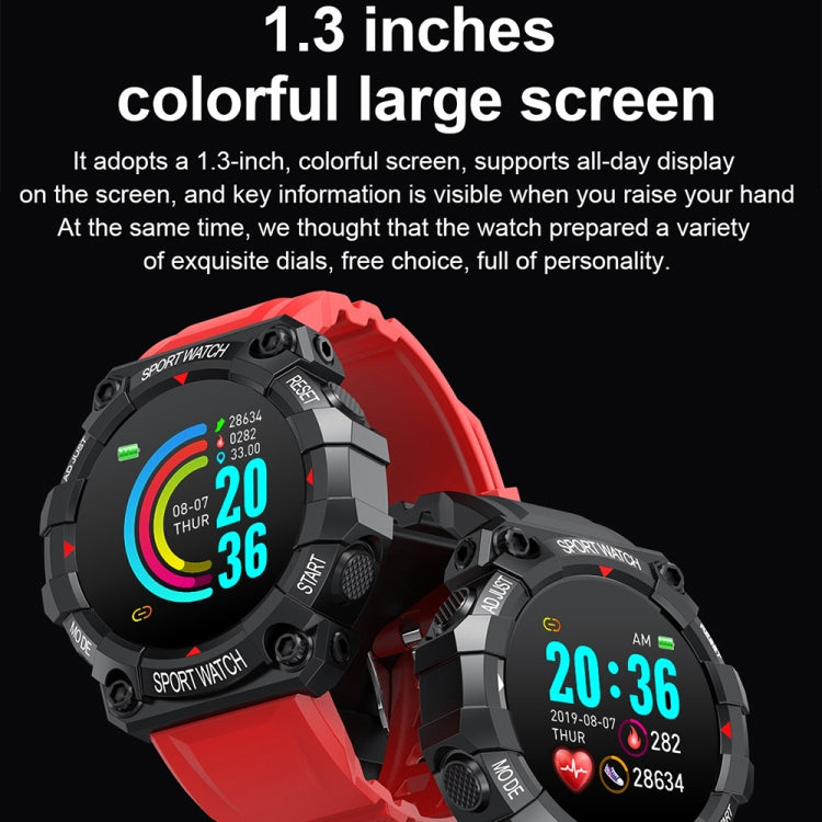 FD68 1.3 inch Color Round Screen Sport Smart Watch, Support Heart Rate / Multi-Sports Mode(Red) - Smart Wear by buy2fix | Online Shopping UK | buy2fix