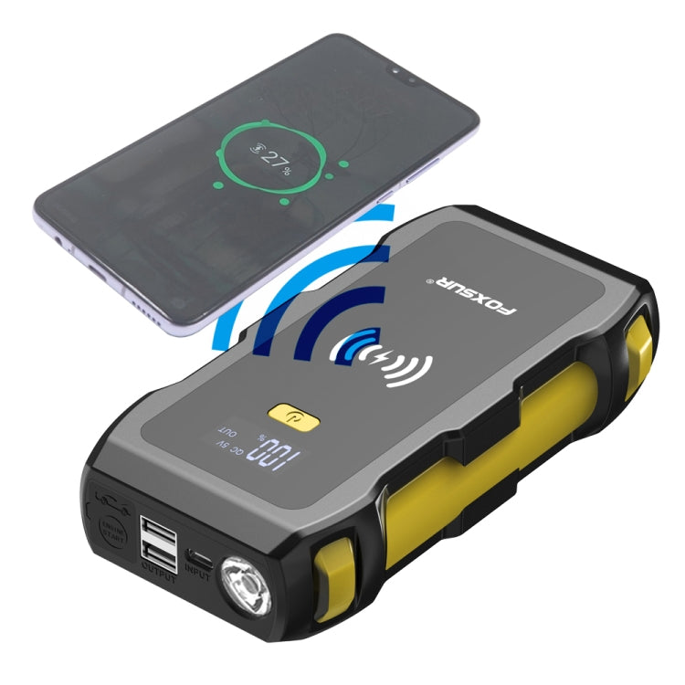 FOXSUR FJS-800 12V Car Multifunctional Wireless Charging Emergency Start Power Supply (Yellow) - Power Bank by FOXSUR | Online Shopping UK | buy2fix