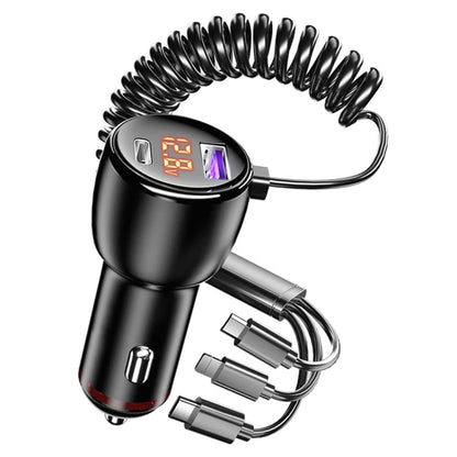 Ozio HX08 231W Type-C + USB Dual Port Car Charger with 3 in 1 Spring Data Cable - Car Charger by ozio | Online Shopping UK | buy2fix