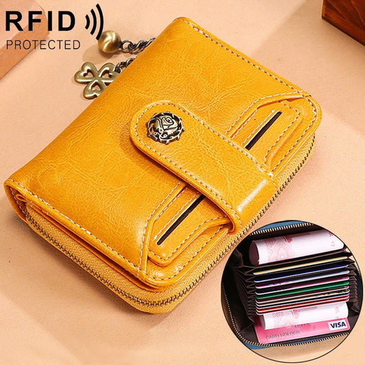 3522 Short Anti-magnetic RFID Wallet Multi-function Wallet for Ladies, with Card Slots(Yellow) - Antimagnetic RFID Package by buy2fix | Online Shopping UK | buy2fix