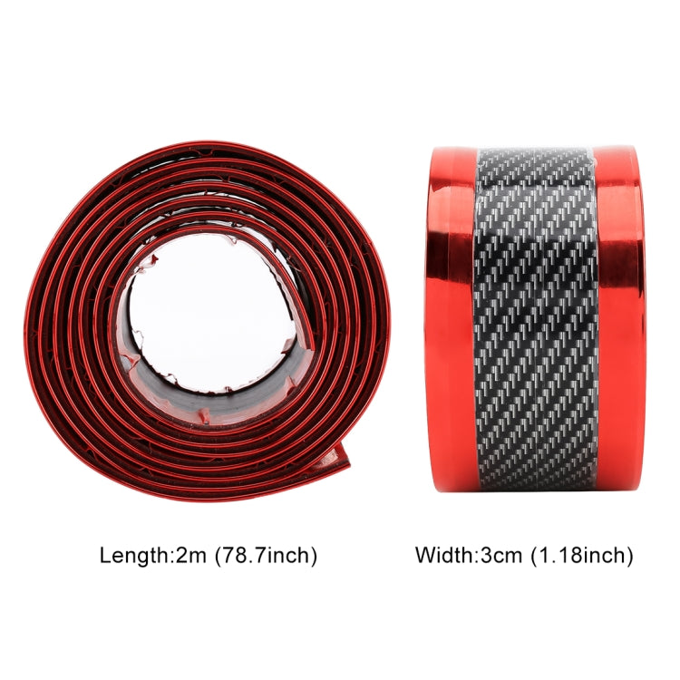 Universal Electroplate Carbon Fibre Car Door Threshold Decoration Strip Decorative Sticker, Size : 3CM x 2M (Red) - Decorative Strip by buy2fix | Online Shopping UK | buy2fix