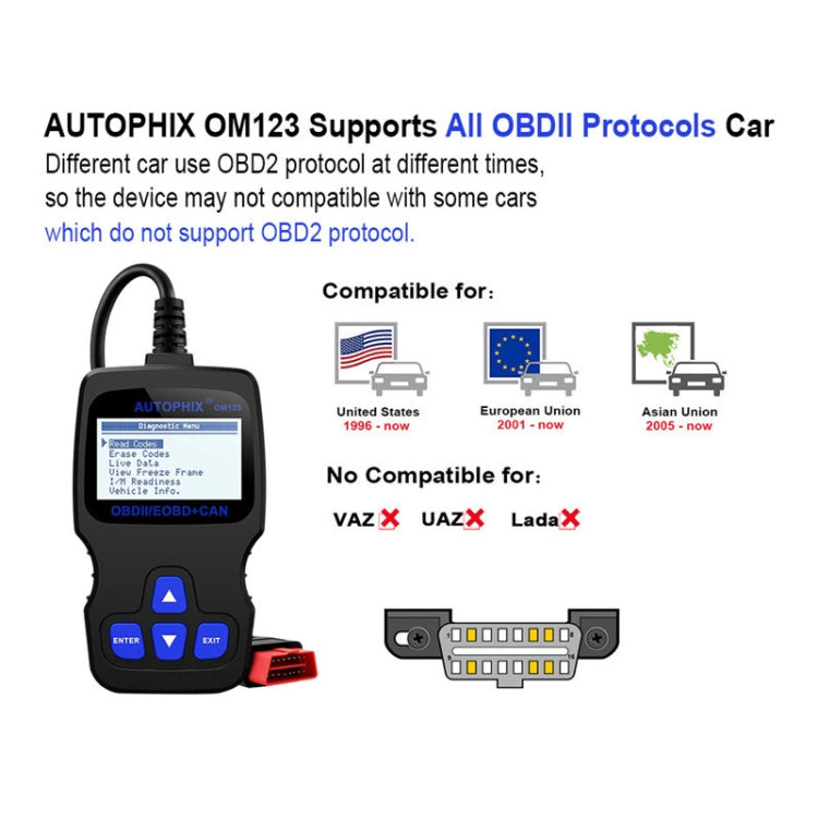 AUTOPHIX OM123 Car Portable OBD2 Scanner Car Diagnostic Tool OBD 2 Automotive Scanner EOBD Code Reader (Orange) - In Car by buy2fix | Online Shopping UK | buy2fix