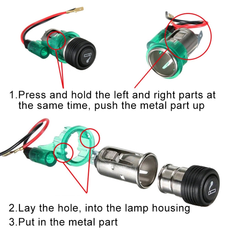 Car 10A 12V European Standard Cigarette Lighter Full Assembly with Light (Orange) - Cigar Socket by buy2fix | Online Shopping UK | buy2fix