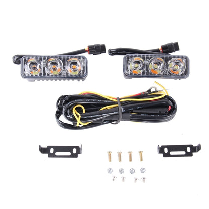 2 PCS DC 12V 6W 400 LM 6000K Tri Circular Car DRL&Turn Light(White Light + Yellow Light), Cable Length: 50cm - Running Lights by buy2fix | Online Shopping UK | buy2fix