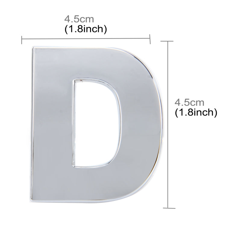 Car Vehicle Badge Emblem 3D English Letter D Self-adhesive Sticker Decal, Size: 4.5*4.5*0.5cm - 3D Metal Sticker by buy2fix | Online Shopping UK | buy2fix