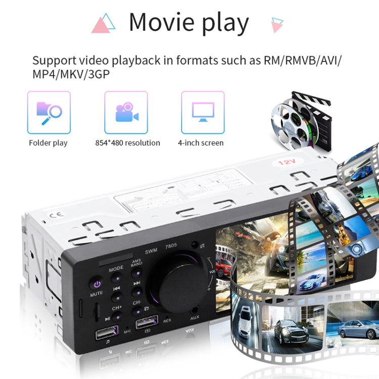 7805 4.1 inch Universal Car Radio Receiver MP5 Player, Support FM & Bluetooth & TF Card with Remote Control - Car MP3 & MP4 & MP5 by buy2fix | Online Shopping UK | buy2fix