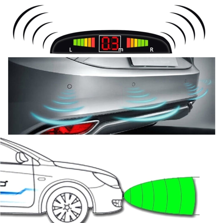 Car Buzzer Reverse Backup Radar System - Premium Quality 4 Parking Sensors Car Reverse Backup Radar System with LCD Display(Carbon Gray) - In Car by buy2fix | Online Shopping UK | buy2fix