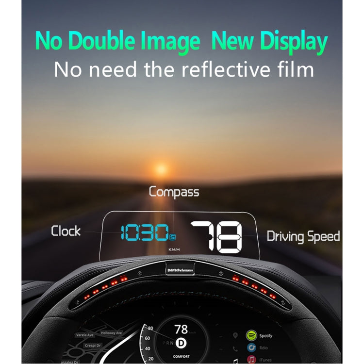 T900 Car GPS HUD Virtual HD Reflection Board Head-up Display, Speed & Driving Distance / Time Display, Over Speed & Voltage & Low Voltage Alarm, Fatigue Driving - Head Up Display System by buy2fix | Online Shopping UK | buy2fix