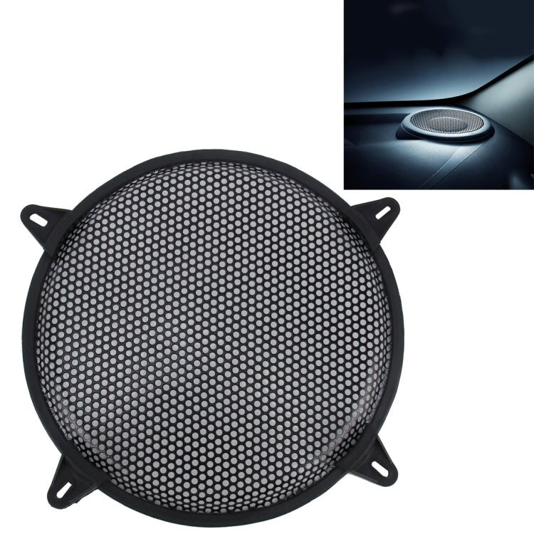 12 inch Car Auto Metal Mesh Black Round Hole Subwoofer Loudspeaker Protective Cover Mask Kit with Fixed Holder - In Car by buy2fix | Online Shopping UK | buy2fix