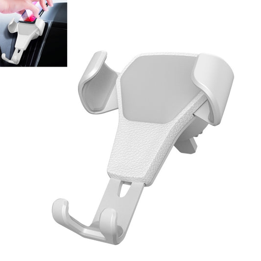 Litchi Texture Gravity Car Mount Phone Holder (White) - Car Holders by buy2fix | Online Shopping UK | buy2fix