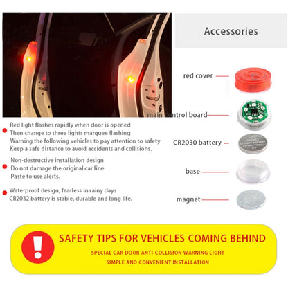 2 PCS Car Door Magnetic Warning Strobe Light Lamp(Green Light) - In Car by buy2fix | Online Shopping UK | buy2fix